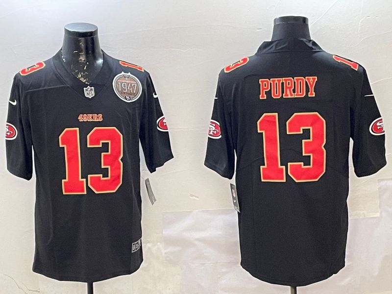 Men San Francisco 49ers #13 Purdy Black gold Fashion 2025 Nike Limited NFL Jersey style 2